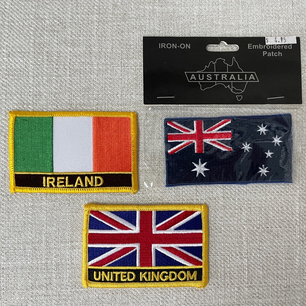 Iron On Patches England, Ireland, Australia
